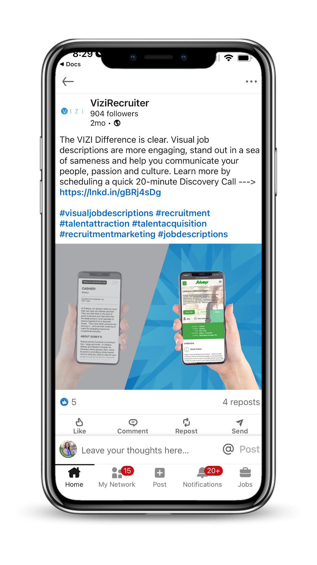 VIZI - social media marketing ViziRecruiter LinkedIn